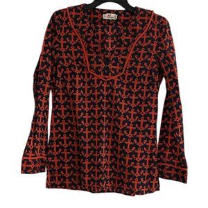 Vineyard Vines Red Blue Anchors 100% Tunic Top Rope Detail  Size Small